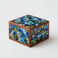 Portagioie - Legno - 16x16x9 cm - turchese-blu-verde-marrone - mediterraneo