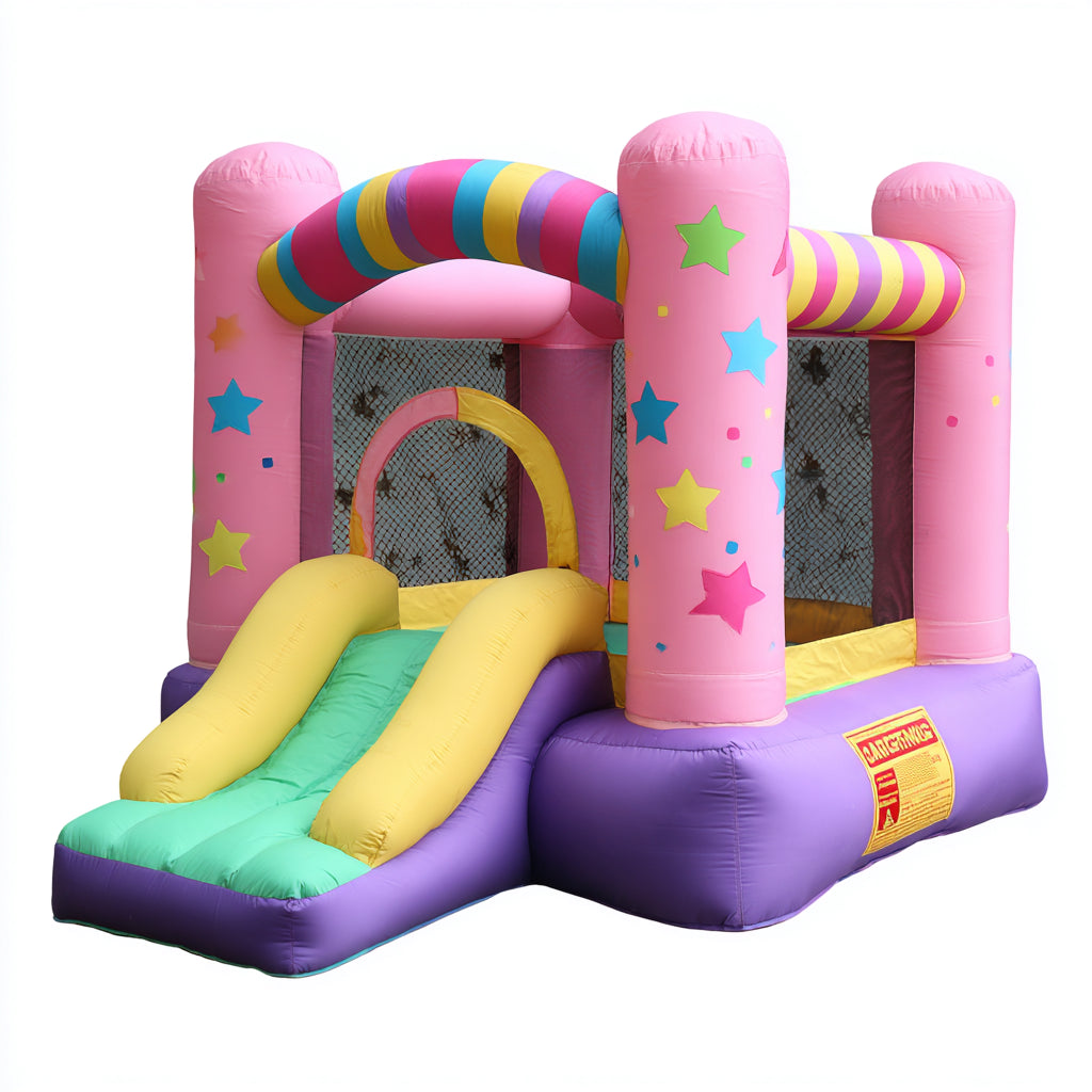 Castelli gonfiabili - PVC - 420x335x255 cm - Rosa-Giallo-Verde-Viola-Azzurro - stile stelle