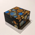 Portagioie - Legno - 13x13x8 cm - nero-blu-oro - moderno