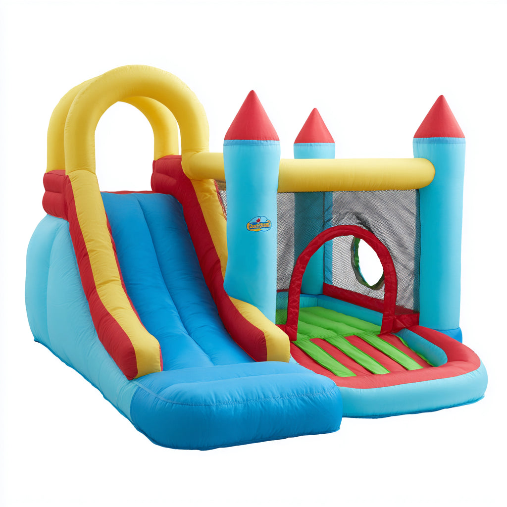 Castelli gonfiabili - PVC - 510x375x315 cm - Azzurro-Giallo-Rosso-Verde - stile castello