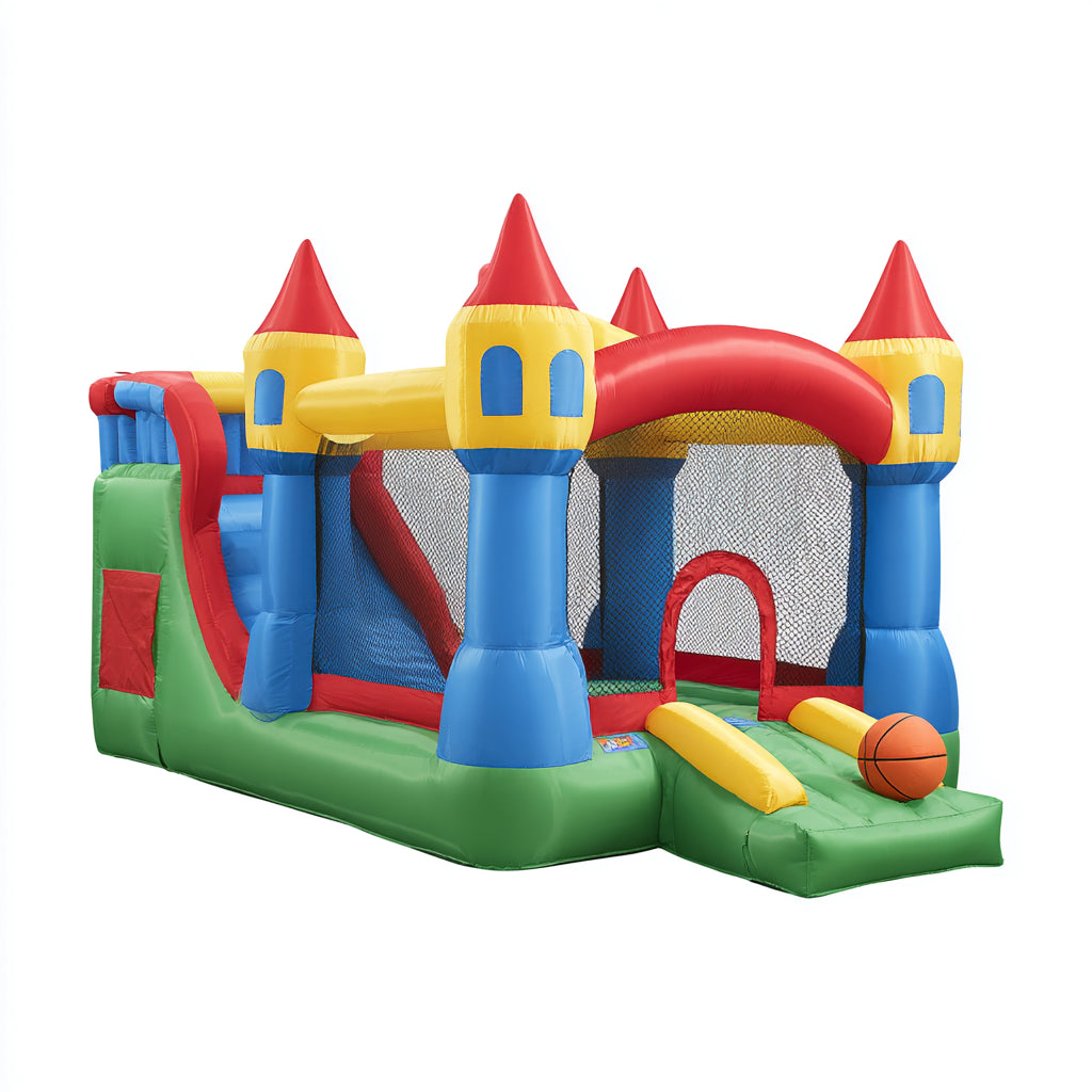 Castelli gonfiabili - PVC - 460x335x270 cm - Rosso-Giallo-Blu-Verde - stile castello